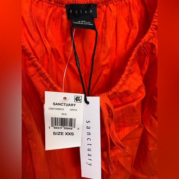 Sanctuary Women's Remember Me Gingham Puff Sleeve Top Red XXS - Picture 5 of 9